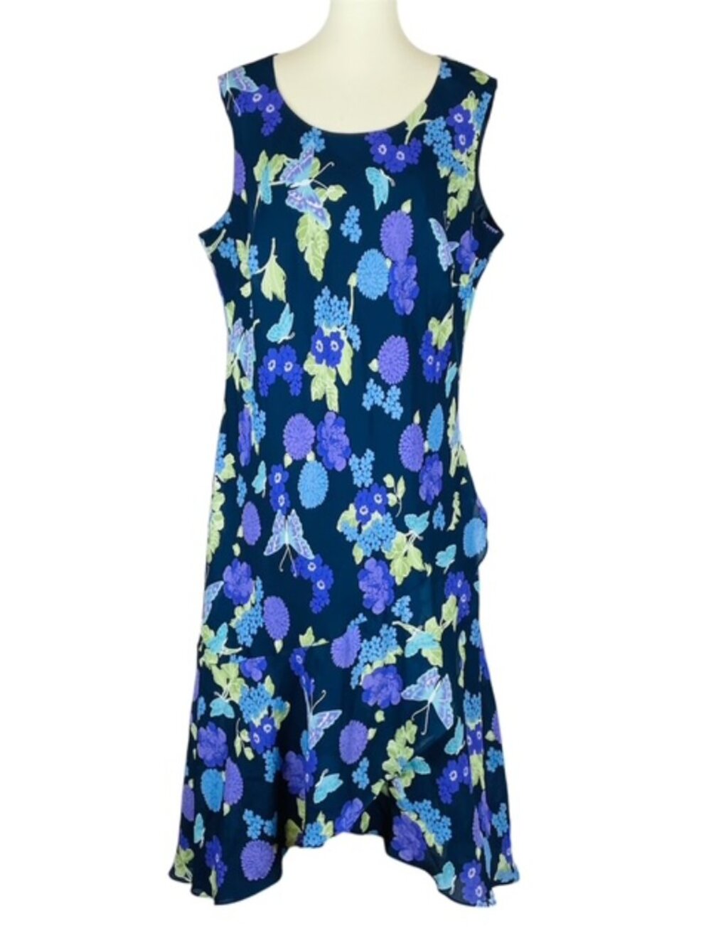 Vtg Y2K Roaman's Butterfly Maxi Dress 22W Purple Floral Fairy Cottagecore Boho